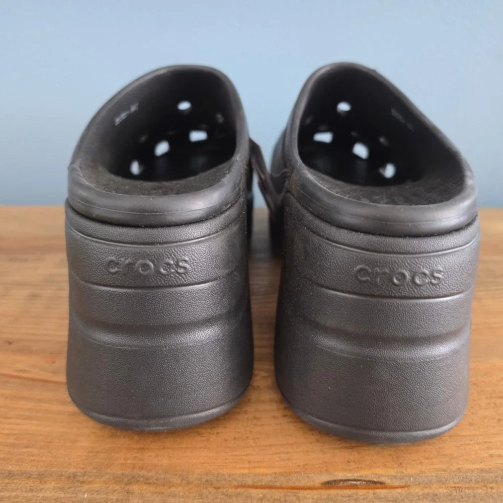 Crocs Mens Siren Clog Black Chunky Platform High Heel Mules 208547-001 Size 11